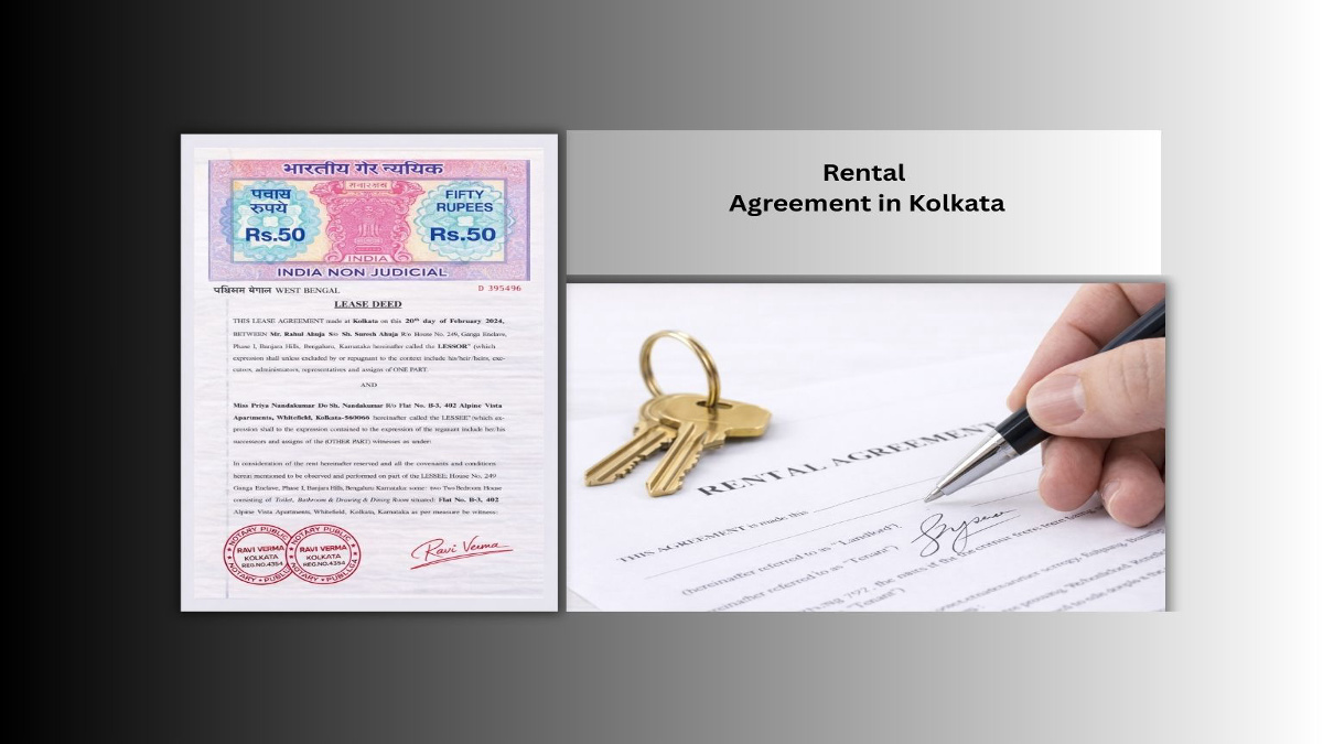 Legal Rental Agreement Document on a Table with Stamp Paper